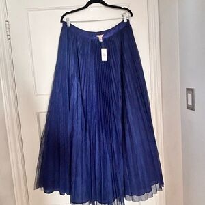 Navy Pleated Skirt